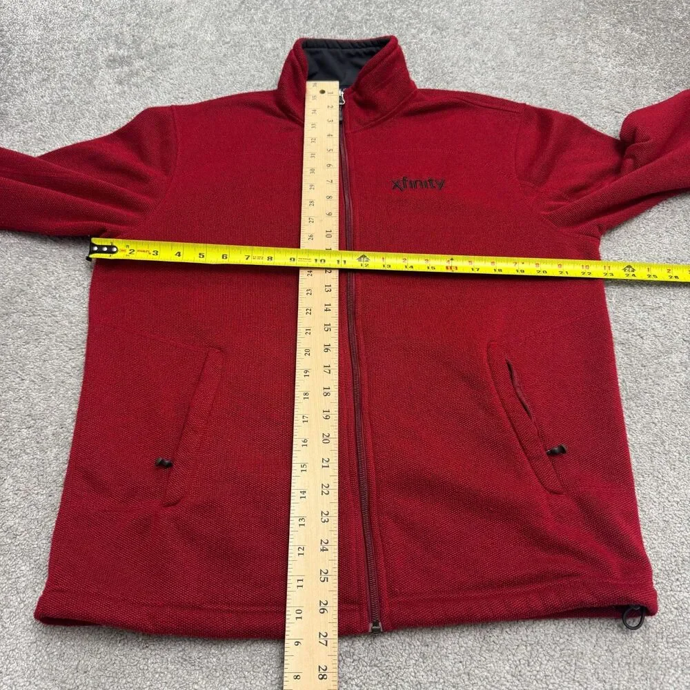 Port Authority Xfinity Pique Fleece Jacket Men Small Red Full Zip Pocket Outdoor